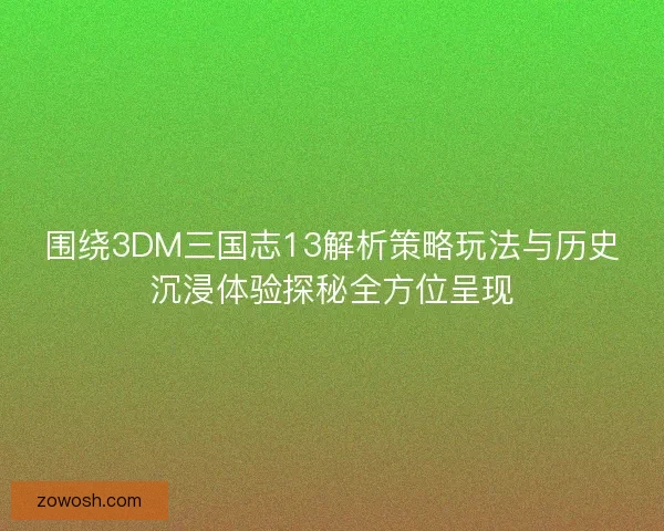 围绕3DM三国志13解析策略玩法与历史沉浸体验探秘全方位呈现