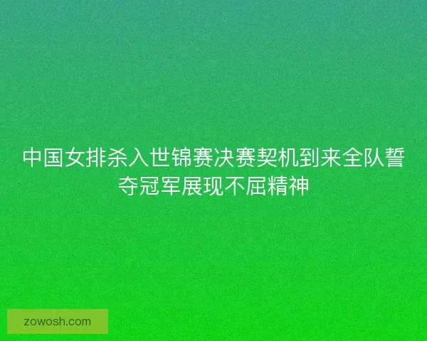 中国女排杀入世锦赛决赛契机到来全队誓夺冠军展现不屈精神